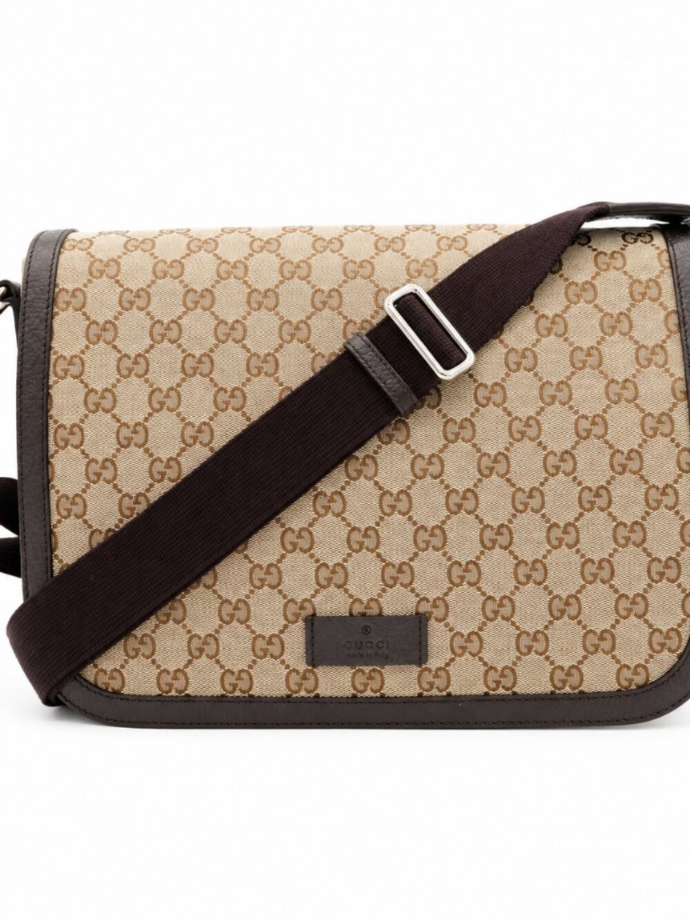 Gucci Monogram Flap Messenger Bag – GG Canvas, Dark Brown (Pre-Owned)